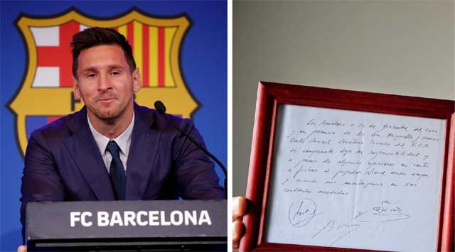 The ‘napkin’ that witnessed the initial agreement between Messi and Barcelona will be auctioned, the starting price will be around Rs 3.15 crore.