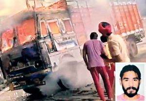 खन्ना में नैशनल हाईवे पर ट्रक को लगी आग; जिंदा जला ड्राइवर, पैट्रोल पंप के बाहर हुई घटना