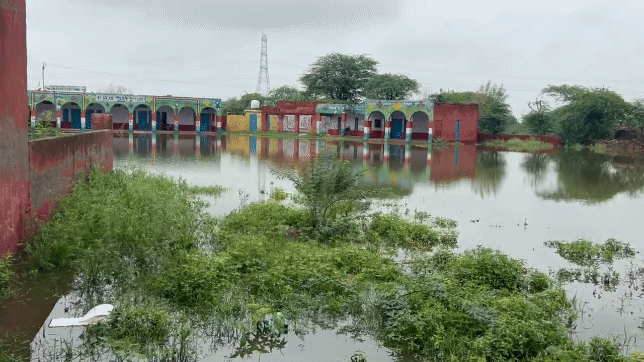 गोधोला गांव में बरसात से आई आफत,स्कूल भी चारों तरफ से हुआ पानी से लबा लब, ग्रामीण परेशान