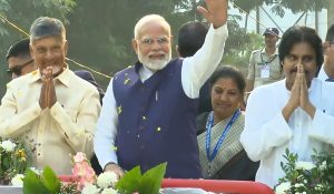 PM Modi Road Show Andhra Pradesh : PM मोदी ने किया रोड शो, CM चंद्रबाबू और पवन कल्याण रहें मौजूद