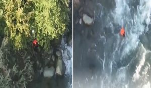 आतंकियों की मदद करने वाला युवक सुरक्षाबलों से बचने के लिए नदी में कूदा, सामने आई Video