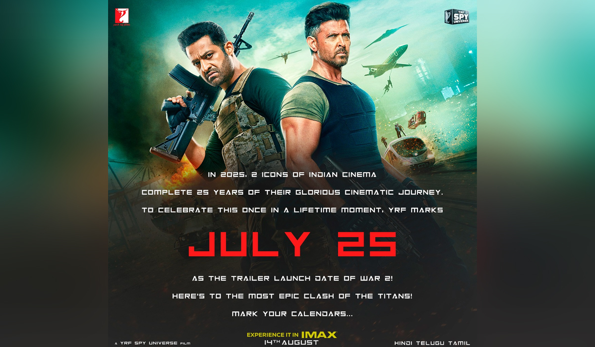 Hrithik Roshan और Jr NTR के 25 साल के फिल्मी सफर का जश्न मनाएगा YRF, ‘War 2’ का ट्रेलर 25 जुलाई को होगा लॉन्च