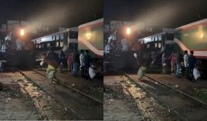 ट्रैक पर दौड़ रहा था शख्स, आ गई ट्रेन, फिर जो हुआ…