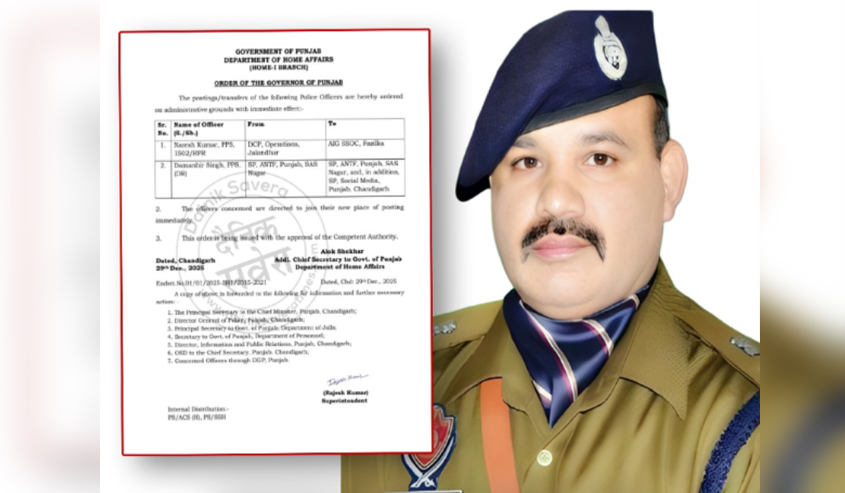 Jalandhar के DCP नरेश डोगरा का तबादला, फाजिल्का में AIG-SSOC के पद पर संभाली नई जिम्मेदारी