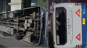 चंडीगढ़ से दिल्ली एयरपोर्ट जा रही हरियाणा रोडवेज बस पलटी, यात्रियों को आई चोटें