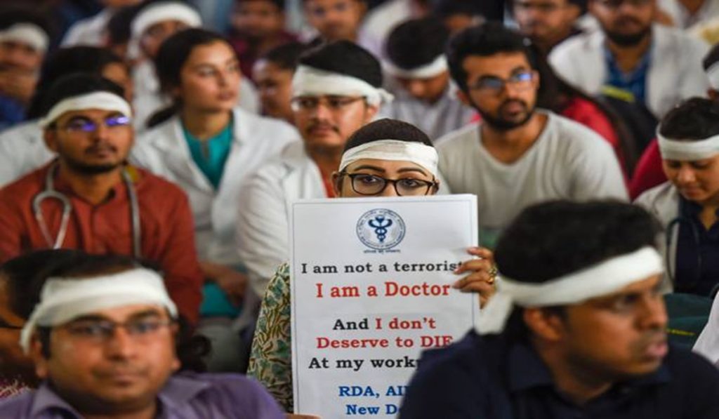 Haryana Government doctors protesting during statewide medical strike