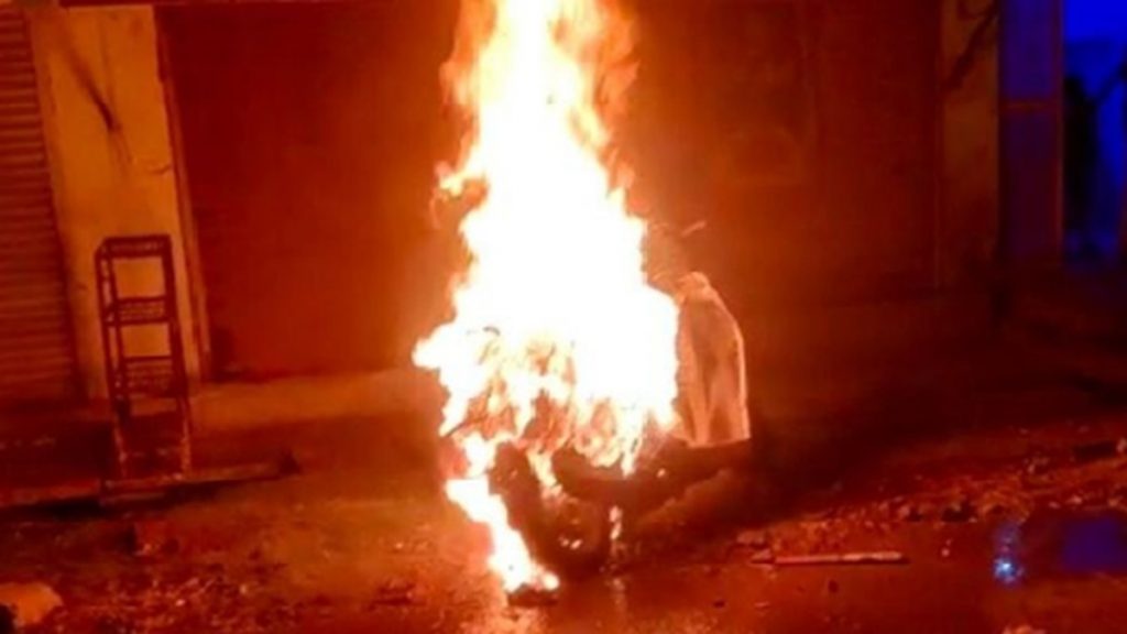 Fire caused by electric scooter battery blast during charging