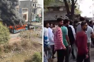 MP: उज्जैन के तराना में भड़की हिंसा, भीड़ ने घरों पर पथराव किया; बस में लगाई आग
