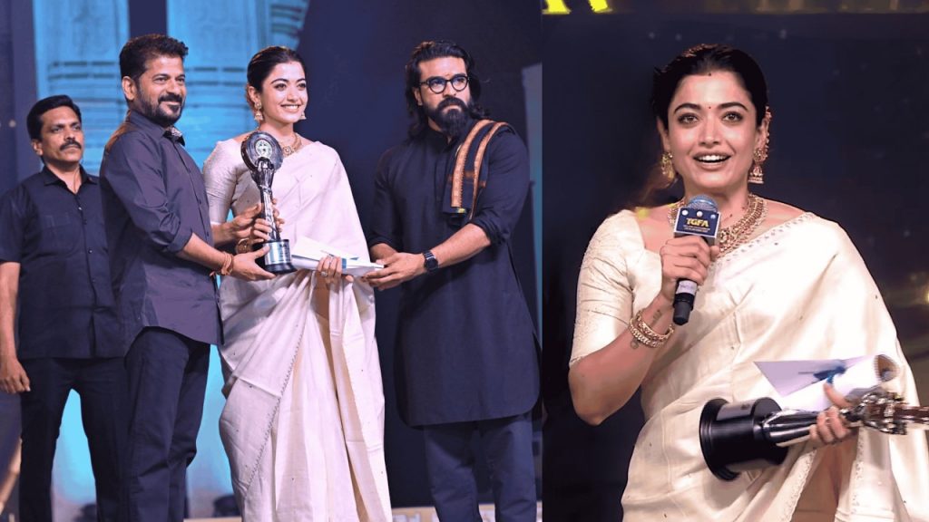 Rashmika Mandanna Telangana Gaddar Film Awards emotional moment