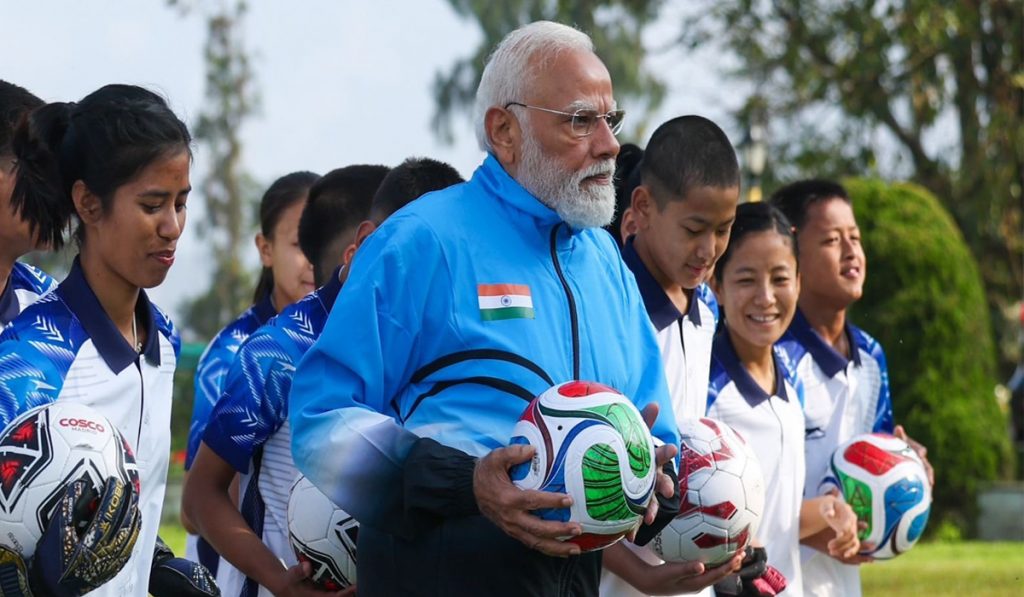 PM Modi play football