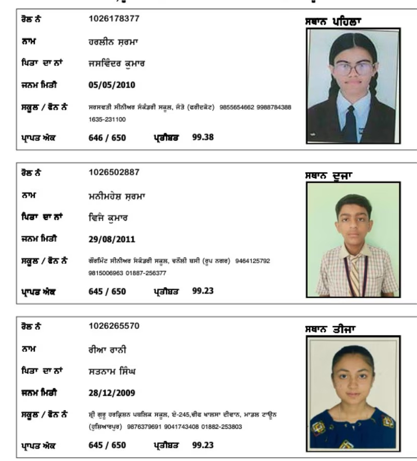 PSEB 10th Result 2026