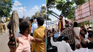 कर्नाटक में कांग्रेस विधायक पर फेंका गया जूता-चप्पल, समर्थकों ने किया जोरदार प्रदर्शन