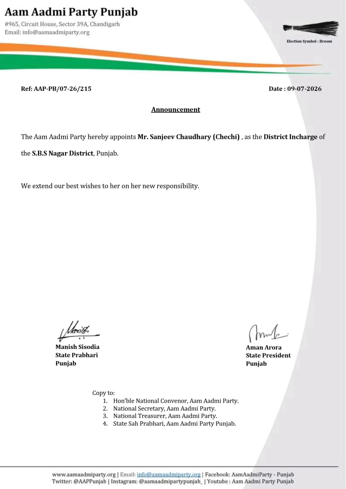 District In-charge of Nawanshahr