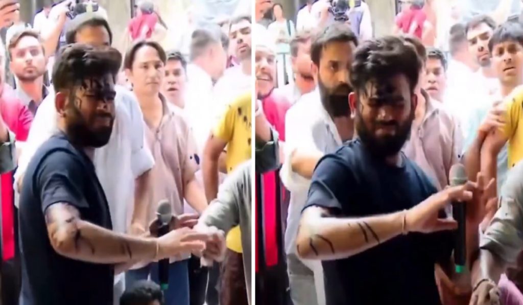Uproar at Jantar Mantar: Woman throws ink on Abhijeet Dipak