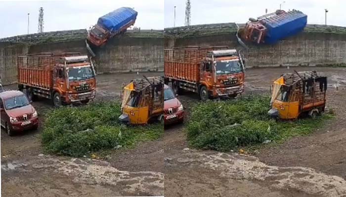Viral Video: फ्लाईओवर से नीचे गिरा बेकाबू ट्रक, CCTV में कैद हुआ खौफनाक वीडियो
