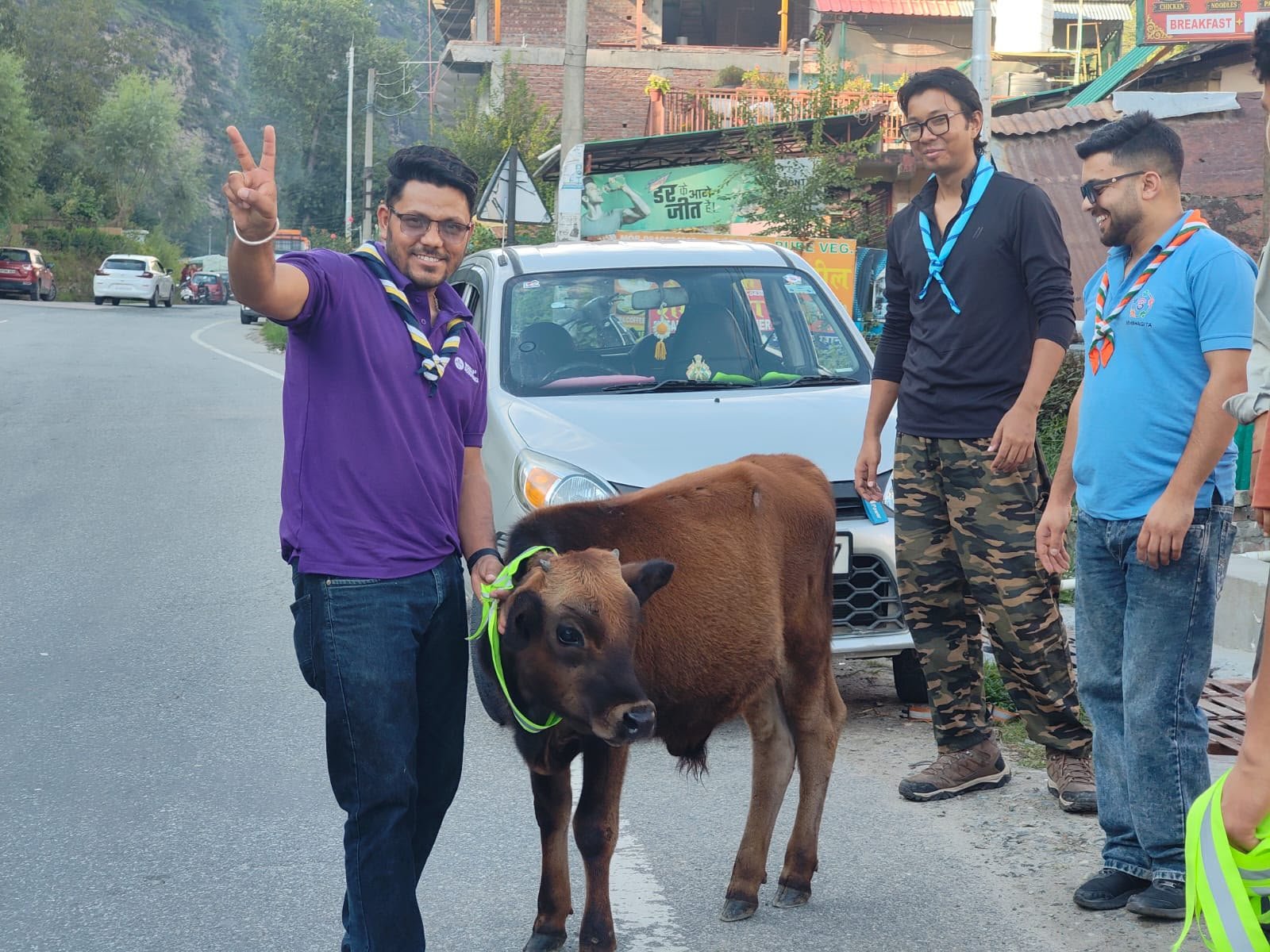 बेजुबानों की सुरक्षा के लिए आगे आए स्काउट्स, कुल्लू से मनाली तक पशुओं को पहनाए रिफ्लेक्टर