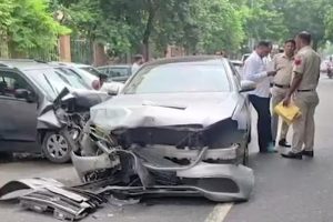 Delhi Elderly woman crushed by out-of-control Mercedes