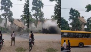 Water Tank Collapse: देखते ही देखते ढह गई पानी की टंकी, कैमरे में कैद हुआ मंजर
