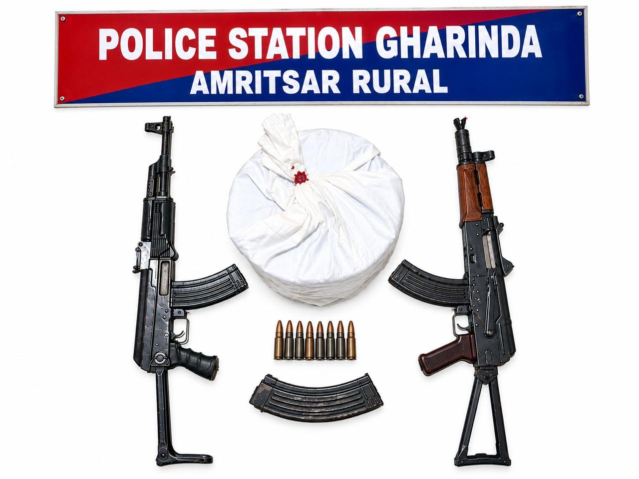 अमृतसर ग्रामीण पुलिस की बड़ी कार्रवाई, 10 किलो हेरोइन व AK-47, AK-56 समेत तीन गिरफ्तार