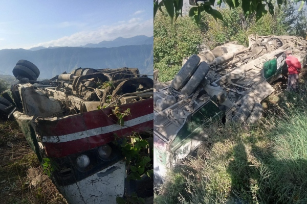 डंसा के पास सड़क से 50 मीटर नीचे गिरी एचआरटीसी बस, एक की मौत; 35 के करीब यात्री थे सवार